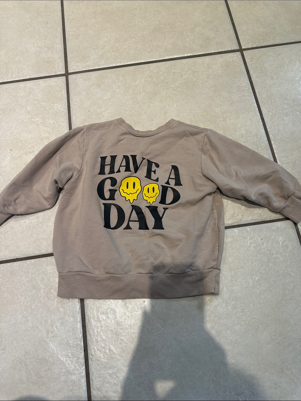 Have A Good Day Graphic Sweatshirt - Taupe with Yellow Accents